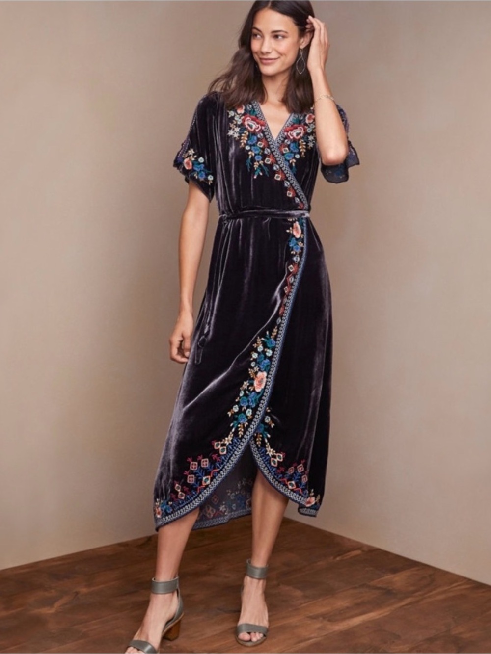 Johnny Was Isadora Velvet Wrap Dress small